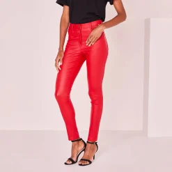 Broek<Blancheporte Ultrarekbare, nauwsluitende broek met coating donkerrood