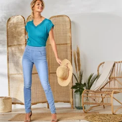 Jeans|Broek<Blancheporte Ultrarekbare nauwsluitende jegging, tricot met jeansaspect bleached