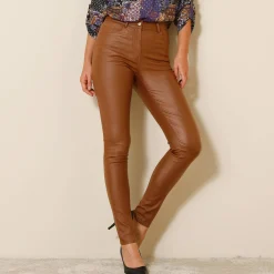 Feestoutfits Dames|Broek<Blancheporte Ultrarekbare, nauwsluitende broek met coating karamel