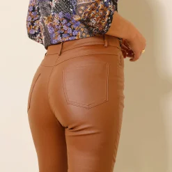 Feestoutfits Dames|Broek<Blancheporte Ultrarekbare, nauwsluitende broek met coating karamel