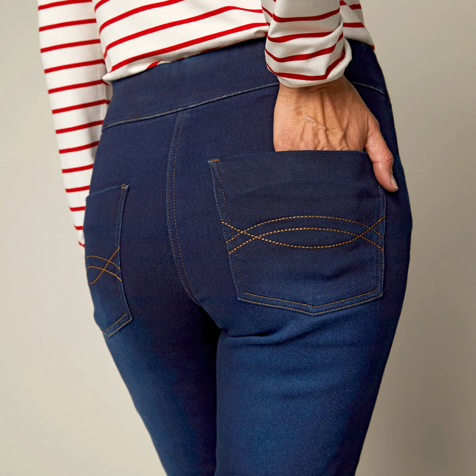 Jeans<Blancheporte Ultrarekbare nauwsluitende jegging, tricot met jeansaspect dark blue