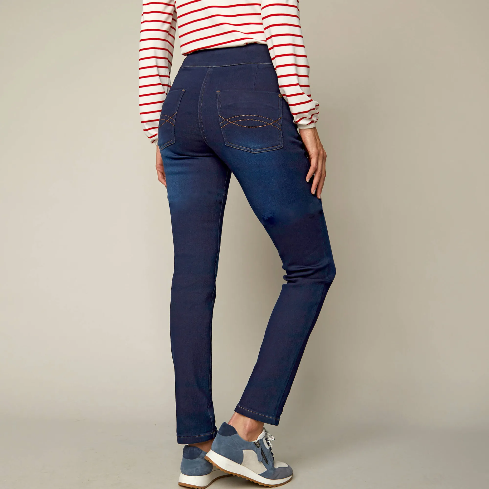 Jeans<Blancheporte Ultrarekbare nauwsluitende jegging, tricot met jeansaspect dark blue