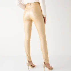 Feestoutfits Dames|Broek<Blancheporte Ultrarekbare, nauwsluitende broek met coating goudkleurig