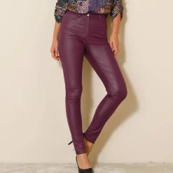 Feestoutfits Dames|Broek<Blancheporte Ultrarekbare, nauwsluitende broek met coating pruim