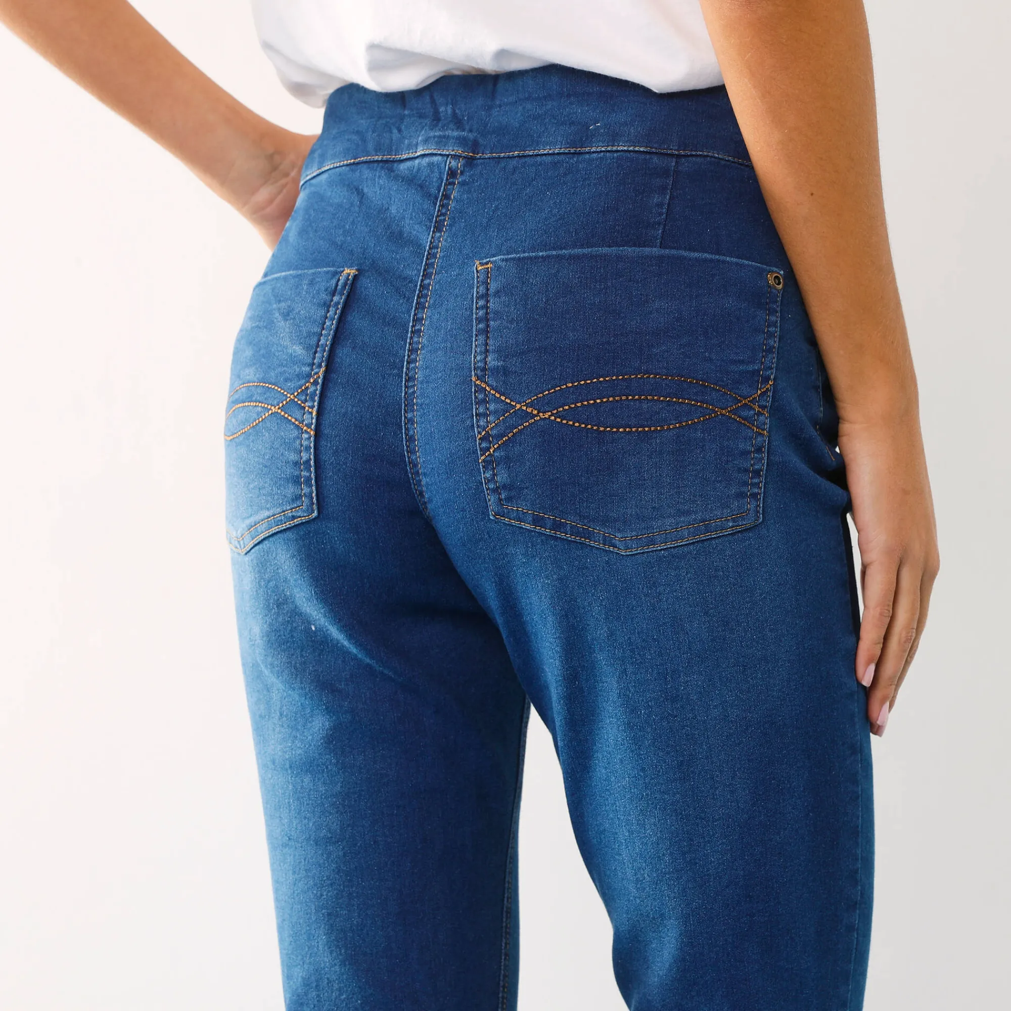 Jeans|Broek<Blancheporte Ultrarekbare nauwsluitende jegging, tricot met jeansaspect stone