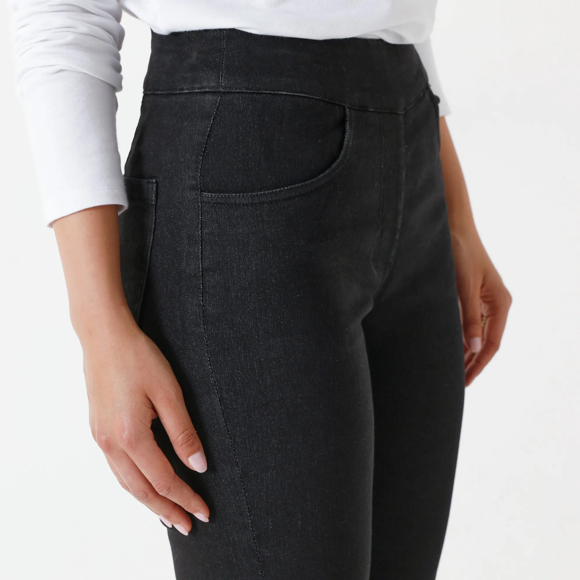 Jeans<Blancheporte Ultrarekbare rechte jegging, tricot met jeanseffect black