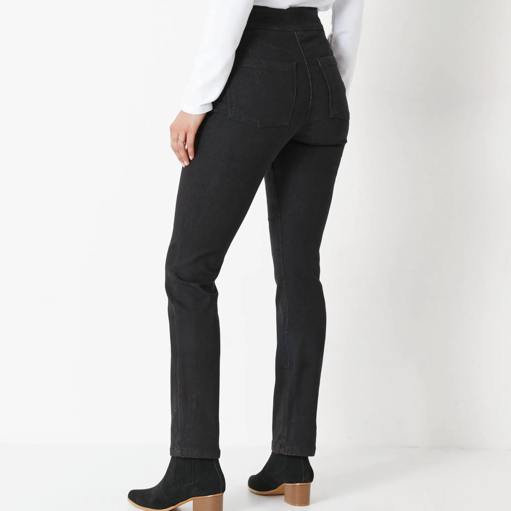 Jeans<Blancheporte Ultrarekbare rechte jegging, tricot met jeanseffect black