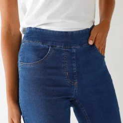 Jeans<Blancheporte Ultrarekbare rechte jegging, tricot met jeanseffect stone