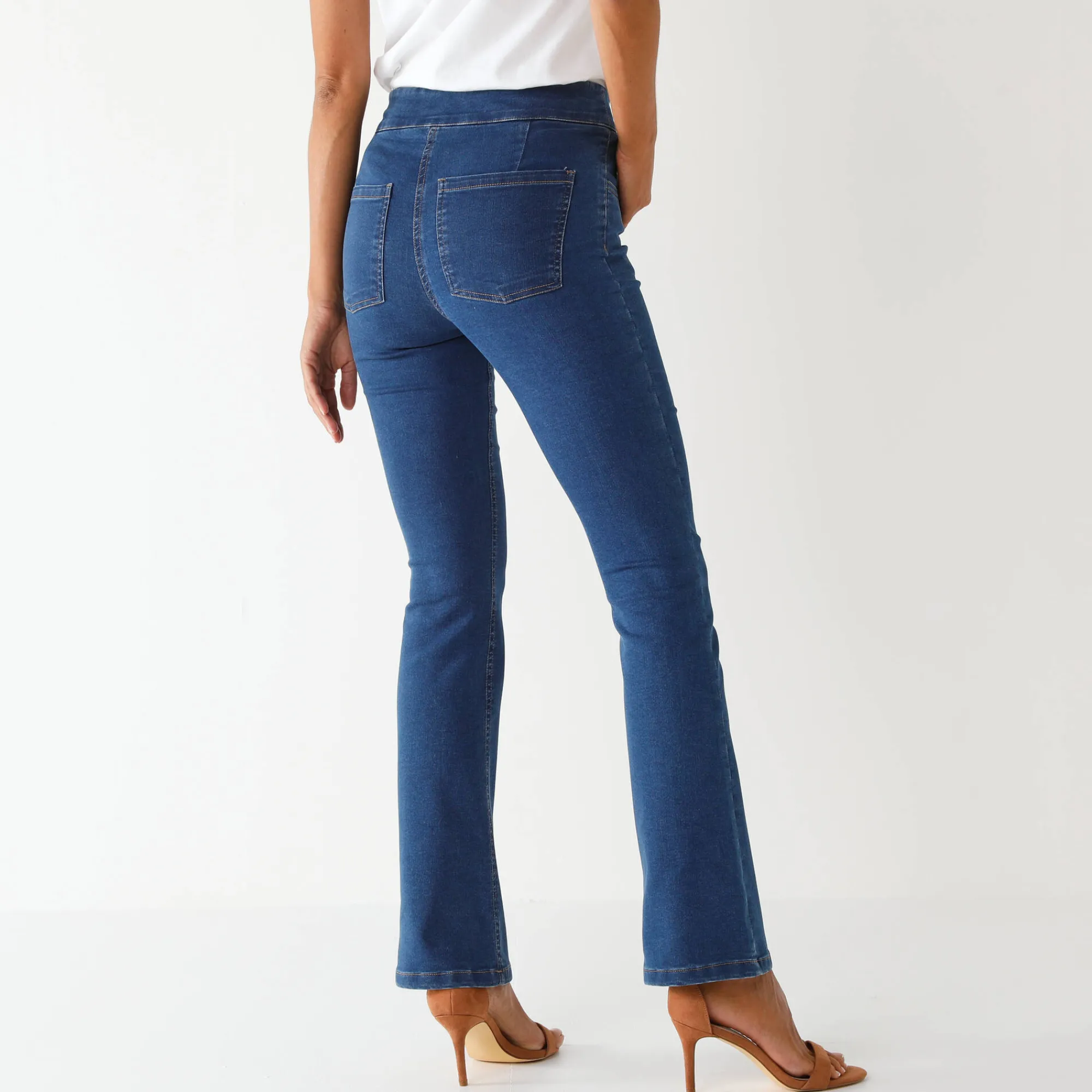 Jeans<Blancheporte Ultrarekbare rechte jegging, tricot met jeanseffect stone