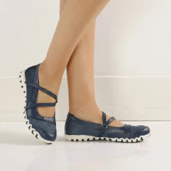 Ballerina's|Schoenen<Blancheporte Ultrasoepele sportballerina's met scratchsluiting marine