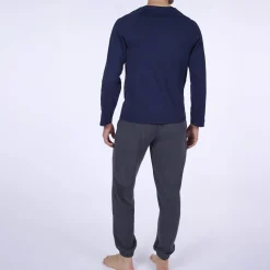 Pyjama En Kamerjas<Dodo Ultrazachte pyjama in jersey en fleecetricot blauw / grijs