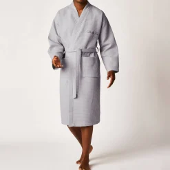 Badjas<Colombine Uniseks badjas voor volwassenen in bijenraattricot 280 g/m2, personaliseerbaar grijs