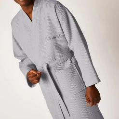 Badjas<Colombine Uniseks badjas voor volwassenen in bijenraattricot 280 g/m2, personaliseerbaar grijs
