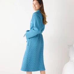 Badjas<Colombine Uniseks badjas voor volwassenen in bijenraattricot 280 g/m2, personaliseerbaar blauw