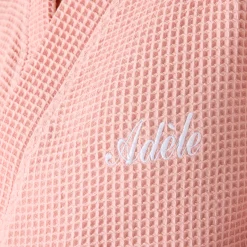 Badjas<Colombine Uniseks badjas voor volwassenen in bijenraattricot 280 g/m2, personaliseerbaar poederroze