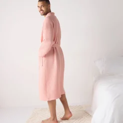 Badjas<Colombine Uniseks badjas voor volwassenen in bijenraattricot 280 g/m2, personaliseerbaar poederroze