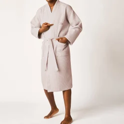Badjas<Colombine Uniseks badjas voor volwassenen in bijenraattricot 280 g/m2, personaliseerbaar zandkleur