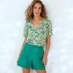 Short|Jurk<Blancheporte Urban short met knoopsluiting in 'pand' effect groen
