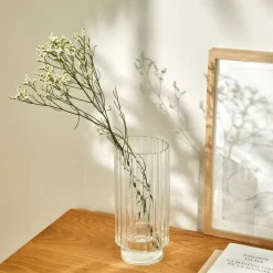 Decoratieartikel<Blancheporte Vaas in geribbeld glas transparant