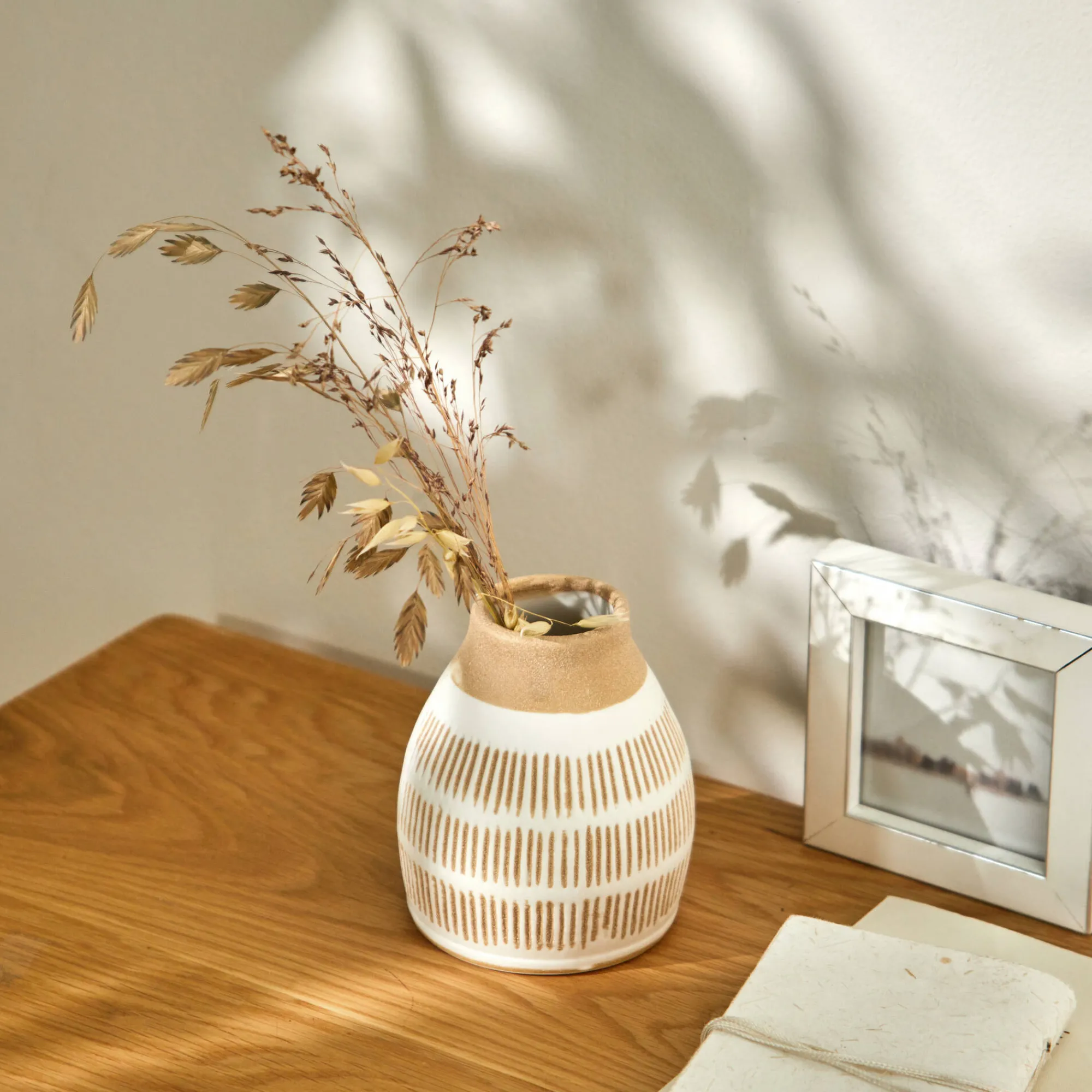 Decoratieartikel<Blancheporte Vaas in keramiek - 12,5 cm hoog naturel