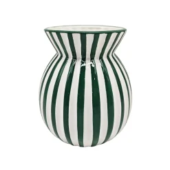 Decoratieartikel<Blancheporte Vaas in keramiek, met strepen groen/wit
