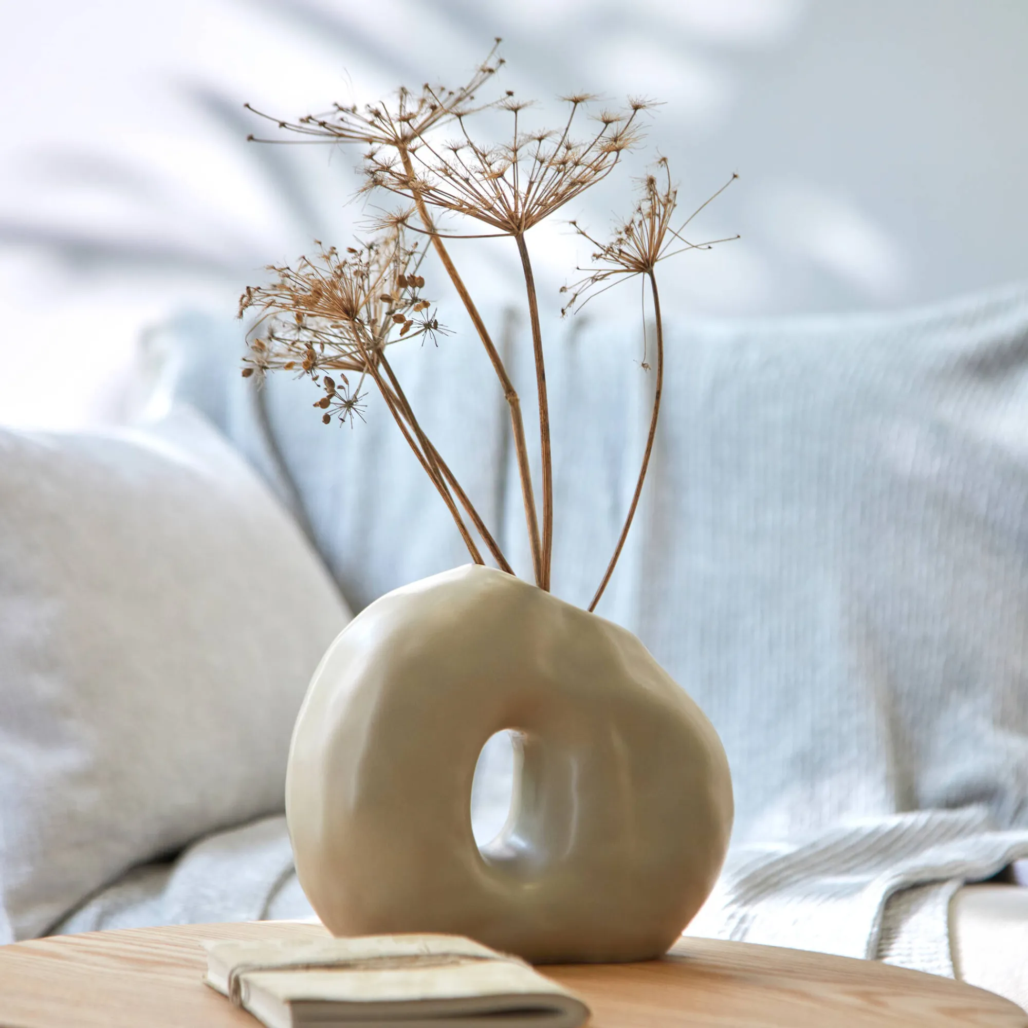 Decoratieartikel<Blancheporte Vaas met organische vorm - 18 cm hoog grijsbeige
