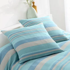 Zeildoekstof<Blancheporte Veelkleurig artisanaal geweven sprei of plaid celadon
