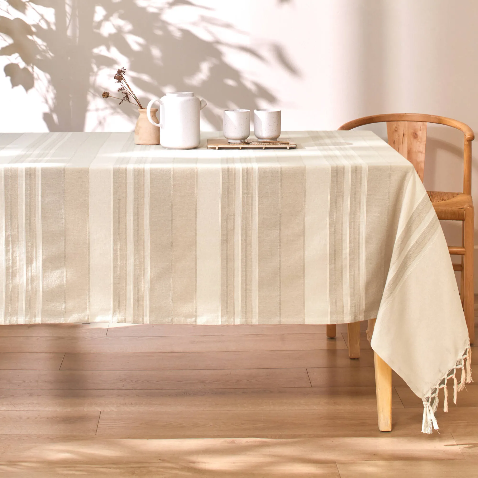 Zeildoekstof<Blancheporte Veelkleurig artisanaal geweven sprei of plaid zandkleur