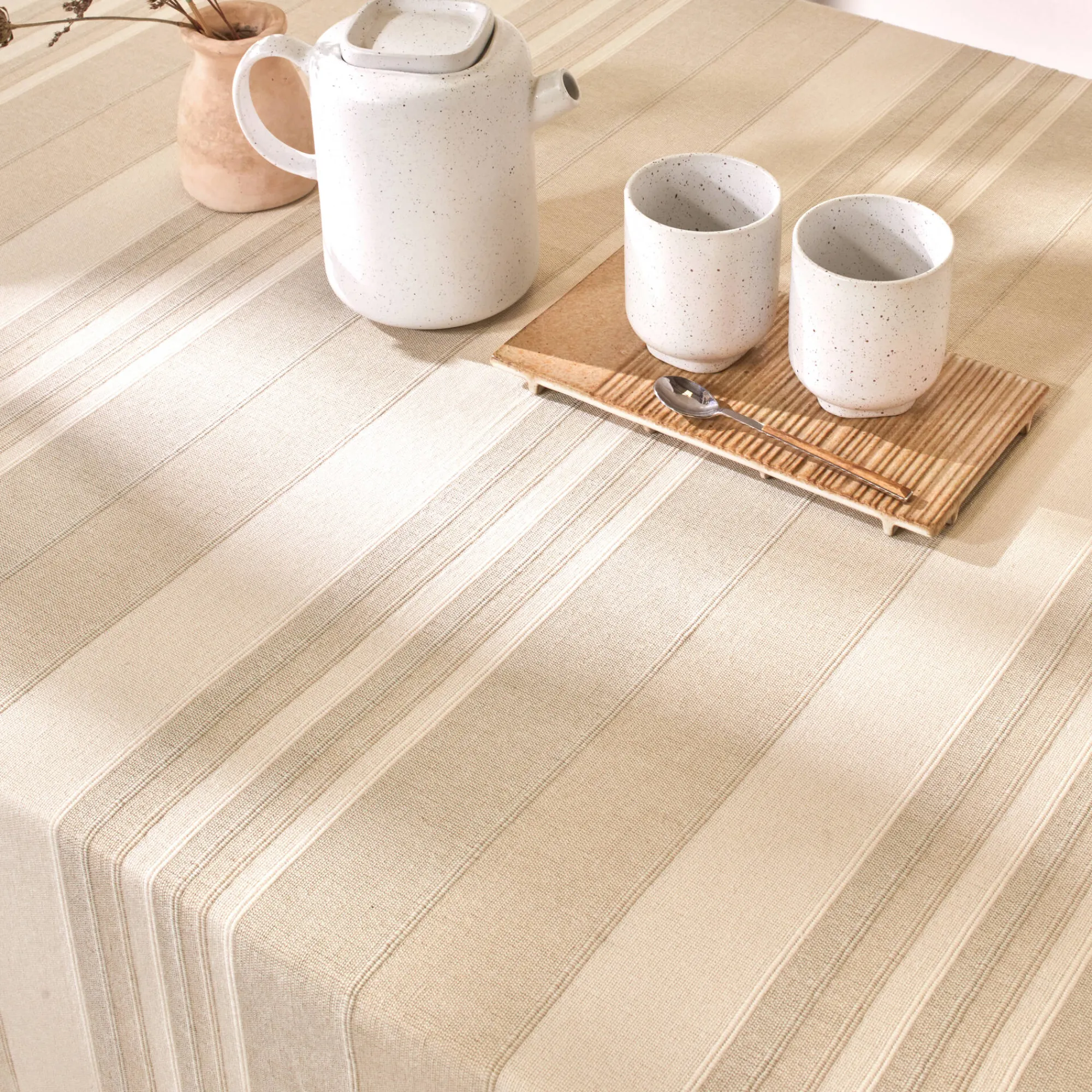 Zeildoekstof<Blancheporte Veelkleurig artisanaal geweven sprei of plaid zandkleur