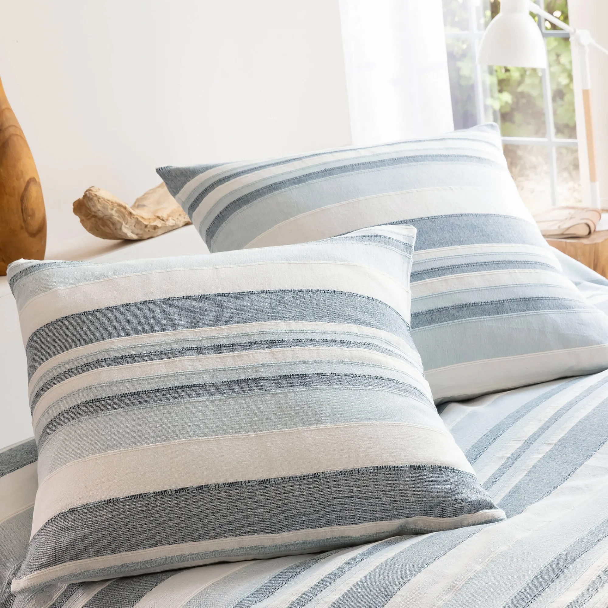 Zeildoekstof<Blancheporte Veelkleurig artisanaal geweven sprei of plaid parelgrijs