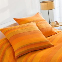 Zeildoekstof<Blancheporte Veelkleurig artisanaal geweven sprei of plaid oranje