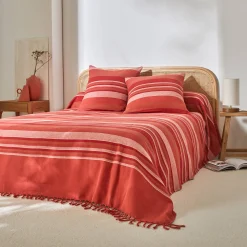 Zeildoekstof<Blancheporte Veelkleurig artisanaal geweven sprei of plaid terracotta