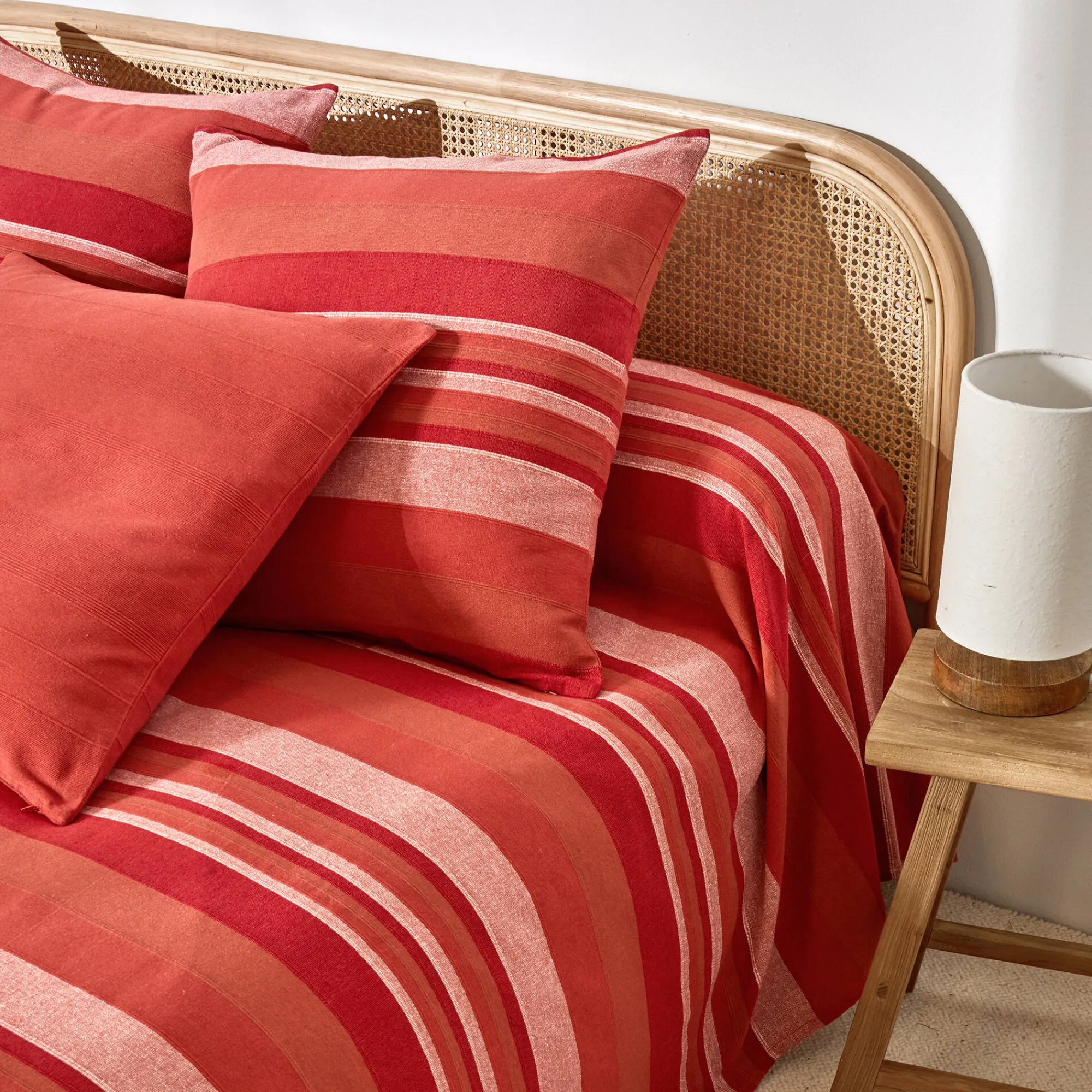 Zeildoekstof<Blancheporte Veelkleurig artisanaal geweven sprei of plaid terracotta