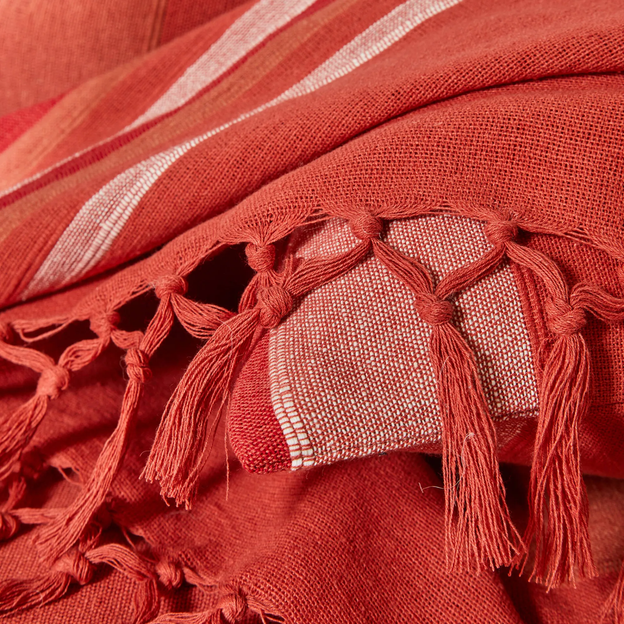 Zeildoekstof<Blancheporte Veelkleurig artisanaal geweven sprei of plaid terracotta