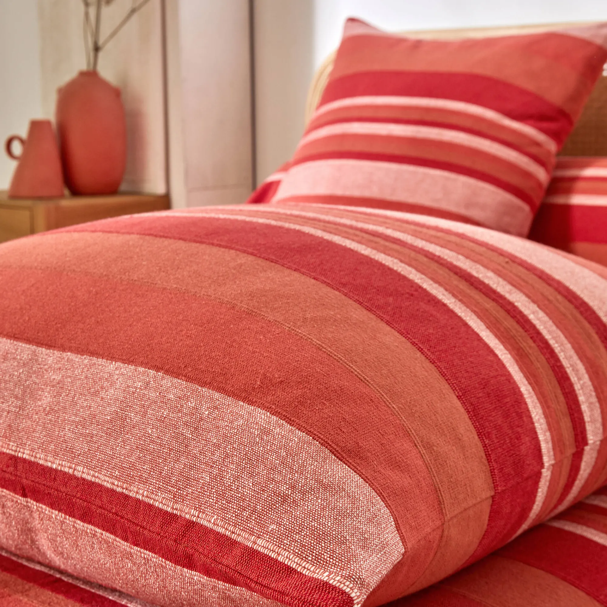 Zeildoekstof<Blancheporte Veelkleurig artisanaal geweven sprei of plaid terracotta