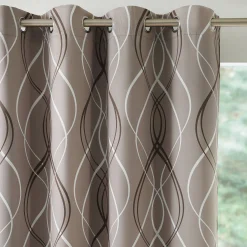 Gordijn, Glasgordijn & Store<Colombine Verduisterend gordijn met golvende motieven taupe