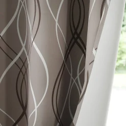 Gordijn, Glasgordijn & Store<Colombine Verduisterend gordijn met golvende motieven taupe