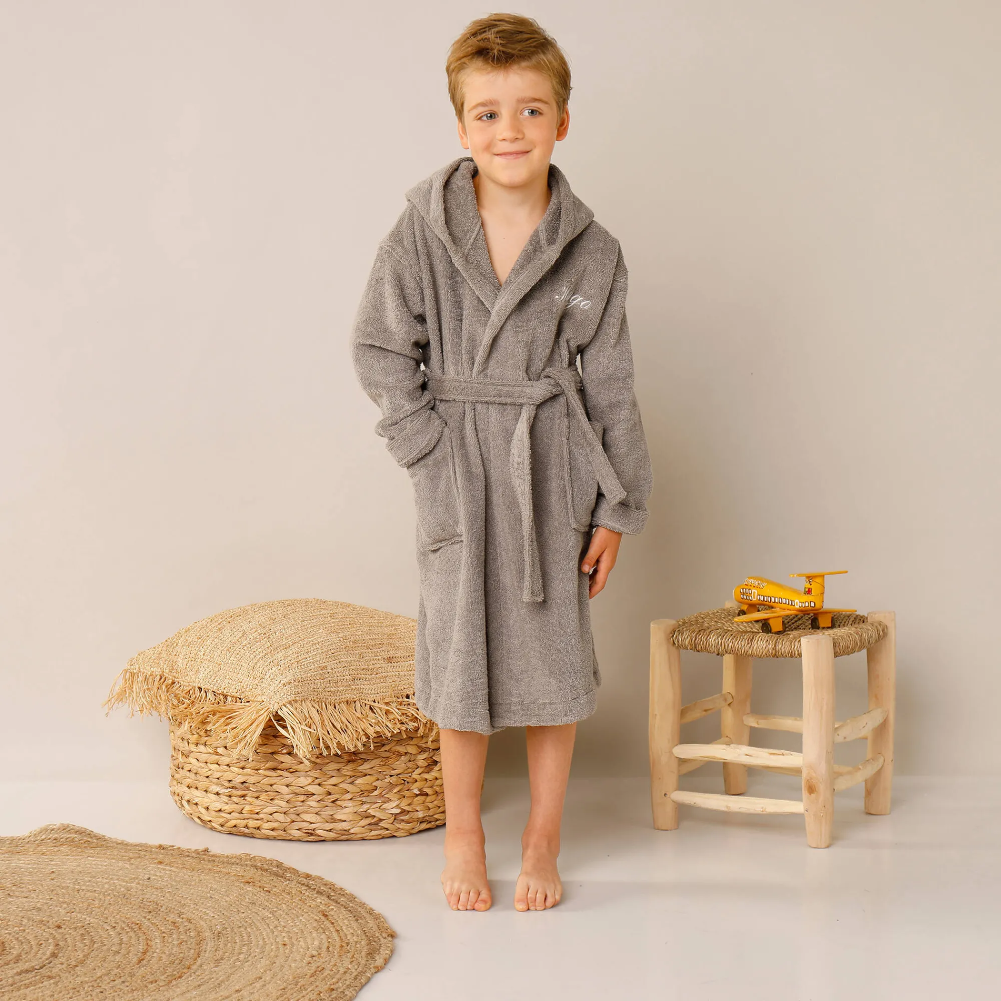 Badjas|Handdoek En Badlaken Kids<Colombine des petits Vermommingsbadjas voor kinderen, beertjesmotief en kap, personaliseerbaar taupe