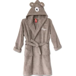 Badjas|Handdoek En Badlaken Kids<Colombine des petits Vermommingsbadjas voor kinderen, beertjesmotief en kap, personaliseerbaar taupe