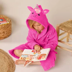 Badjas|Handdoek En Badlaken Kids<Colombine des petits Vermommingsbadjas voor kids met eenhoornmotief en kap, personaliseerbaar fuchsia