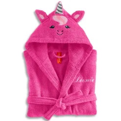 Badjas|Handdoek En Badlaken Kids<Colombine des petits Vermommingsbadjas voor kids met eenhoornmotief en kap, personaliseerbaar fuchsia