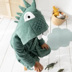 Badjas|Handdoek En Badlaken Kids<Colombine des petits Vermommingsbadjas voor kinderen, dinosaurus, katoenen badstof - 340 g/m2 eucalyptus