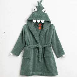 Badjas|Handdoek En Badlaken Kids<Colombine des petits Vermommingsbadjas voor kinderen, dinosaurus, katoenen badstof - 340 g/m2 eucalyptus
