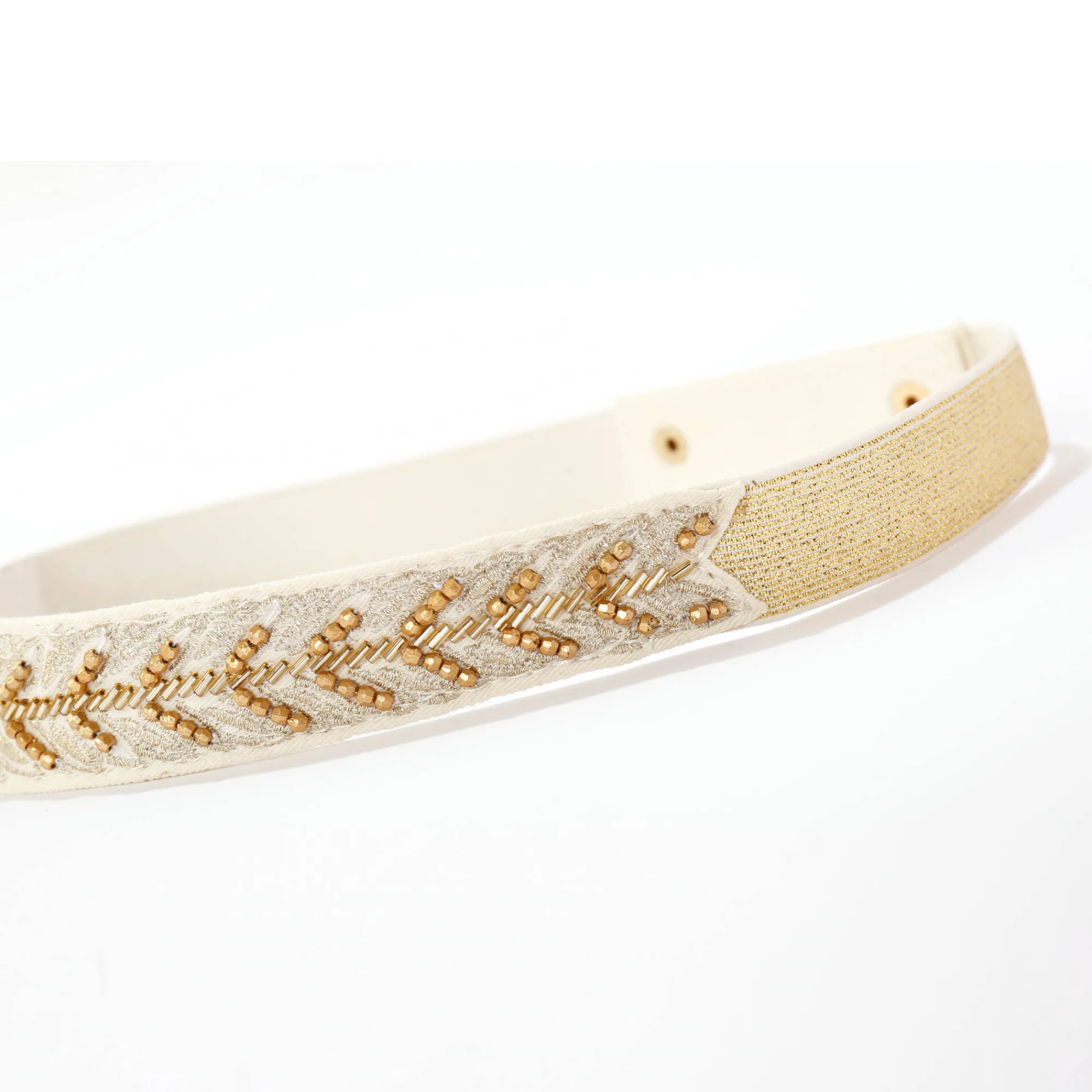 Accessoires En Juwelen<Blancheporte Verstelbare ceintuur met fantasieparels ecru / goudkleurig