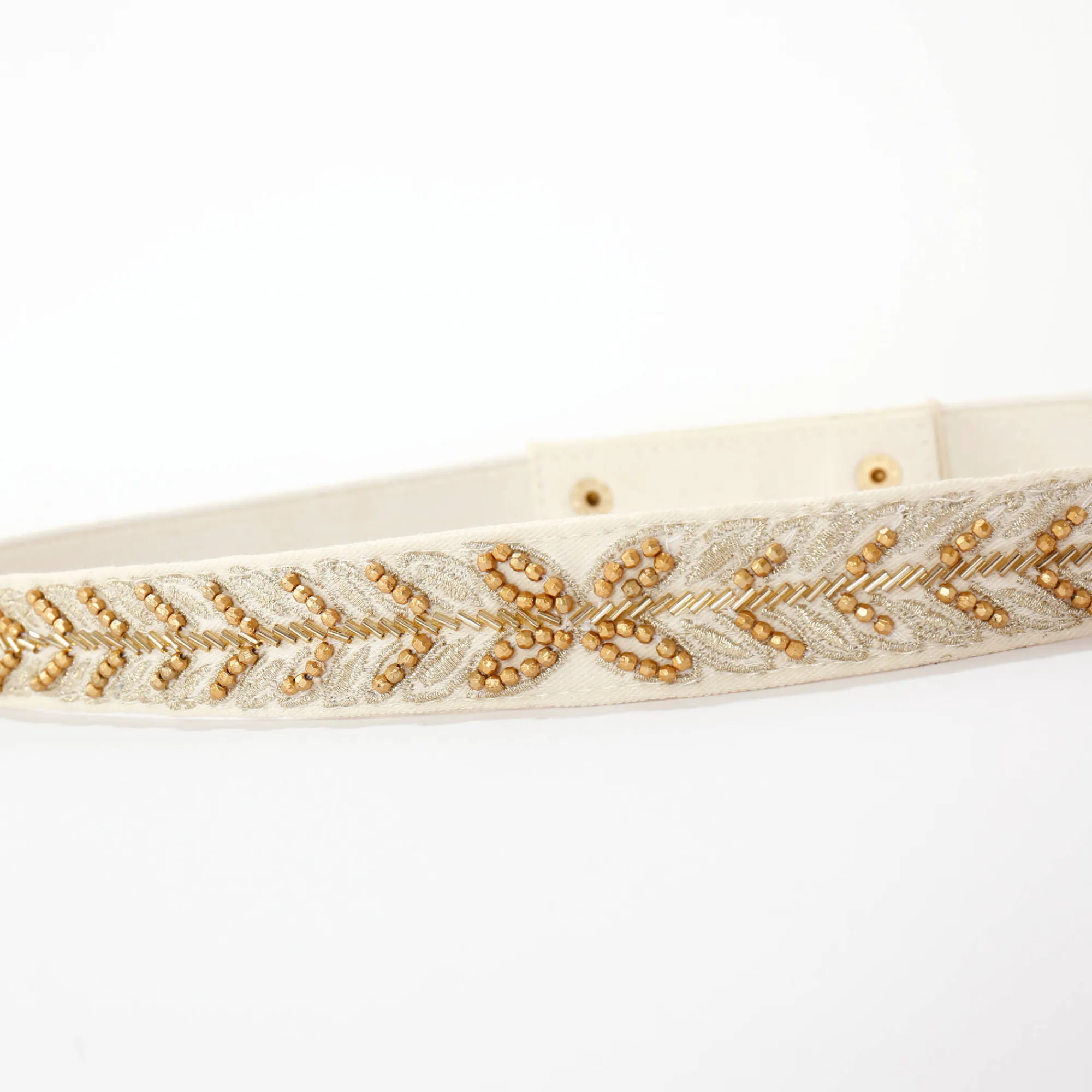 Accessoires En Juwelen<Blancheporte Verstelbare ceintuur met fantasieparels ecru / goudkleurig