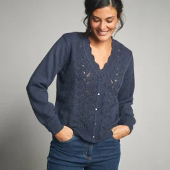 Trui En Vest<Lora Zellini Vest in ajourtricot marine