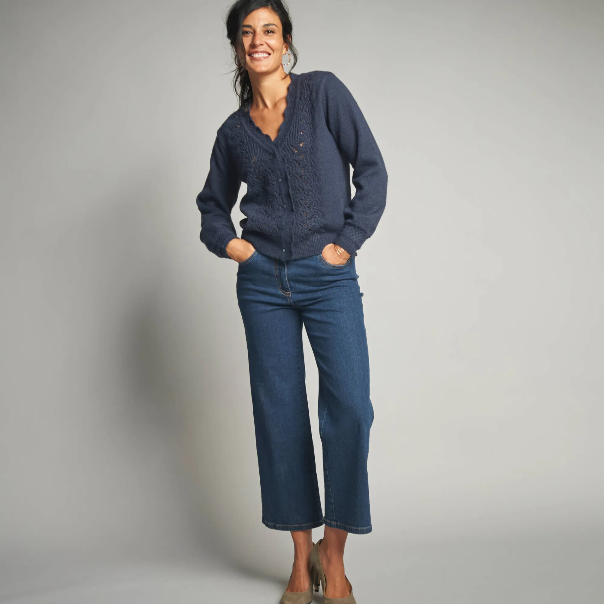 Trui En Vest<Lora Zellini Vest in ajourtricot marine