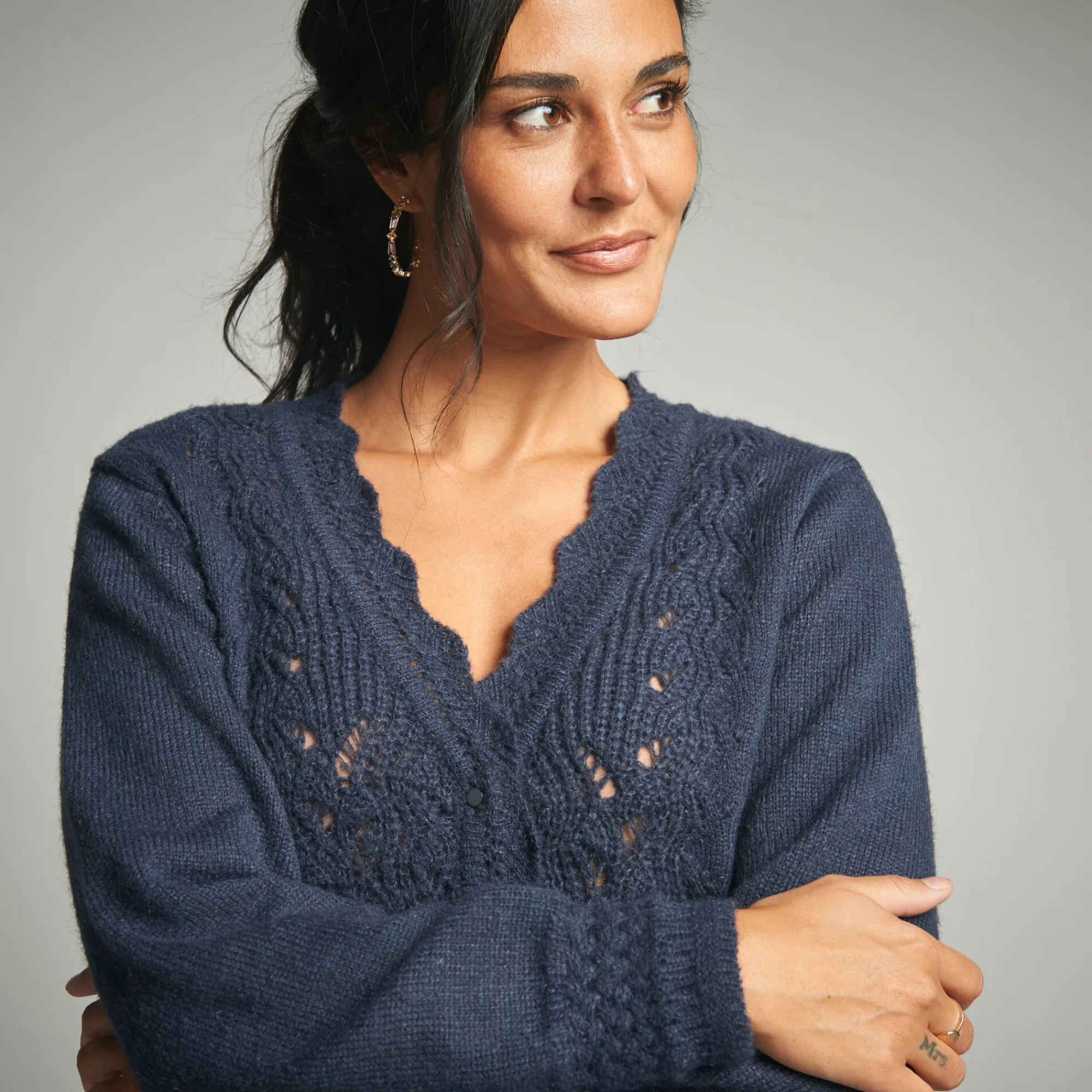 Trui En Vest<Lora Zellini Vest in ajourtricot marine