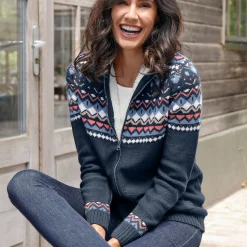 Trui En Vest<Blancheporte Vest in jacquard, gevoerd met pluchetricot marine