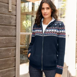 Trui En Vest<Blancheporte Vest in jacquard, gevoerd met pluchetricot marine